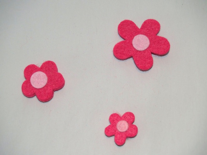 Filzblumen Pink, groß, mittel und klein