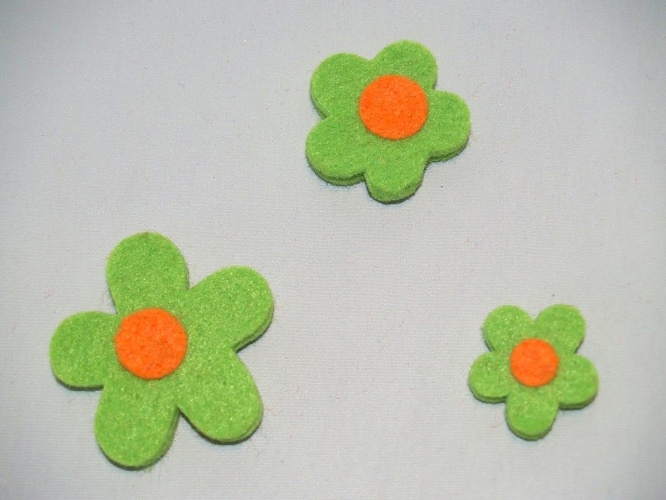 Filzblumen Grün, groß, mittel und klein
