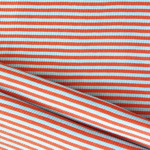 Orange/Hell-Blau, Breite der Streifen: 3 mm, Bündchen gerippt, Material-Nummer: BG-7