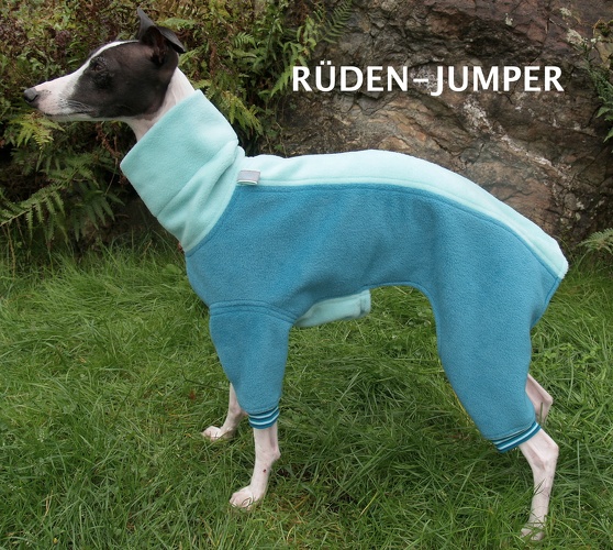 Rüde, Modell: "Aqua", Fleece: Hell-Petrol und Mint, Bestell-Nr.: JWR-Aqua-S, Preis: 59,00€