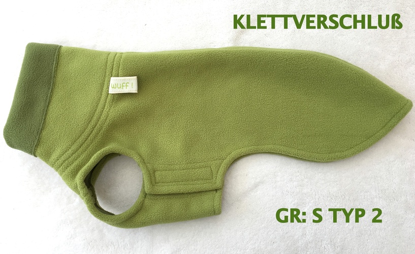 MIT EINSEITIGEM KLETT, Doubleface: Hell-Grün/Moos-Grün, Kragen abgesetzt, Bestell-Nr.: DFWi-HGR/MGR-K-S Typ 2, Preis: 40,50€