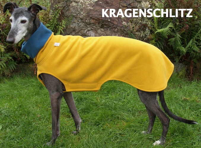 MIT EINSEITIGEM KLETTVERSCHLUß, Doubleface: Petrol/Senfgelb, Kragen abgesetzt, Einschlitzung Kragen, Bestell-Nr.: DFG/S-SG/PE-L, Preis: 55,25€  
