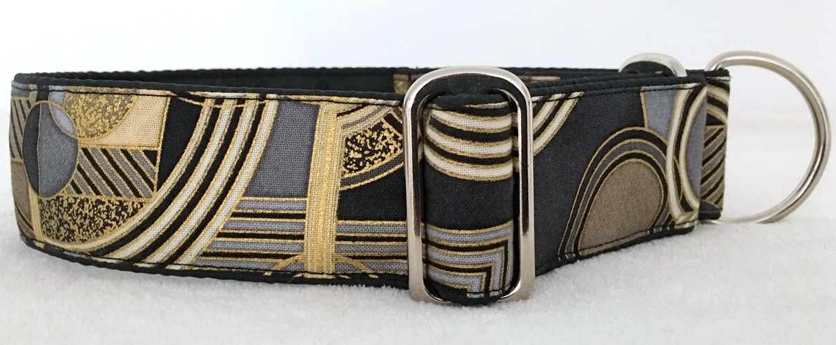 Martingal-Zugstopp gepolstert, Modell "Geometric Gold", Breite: 4cm, Bestell-Nr.: MZ-S 37, Preis: 29,50€