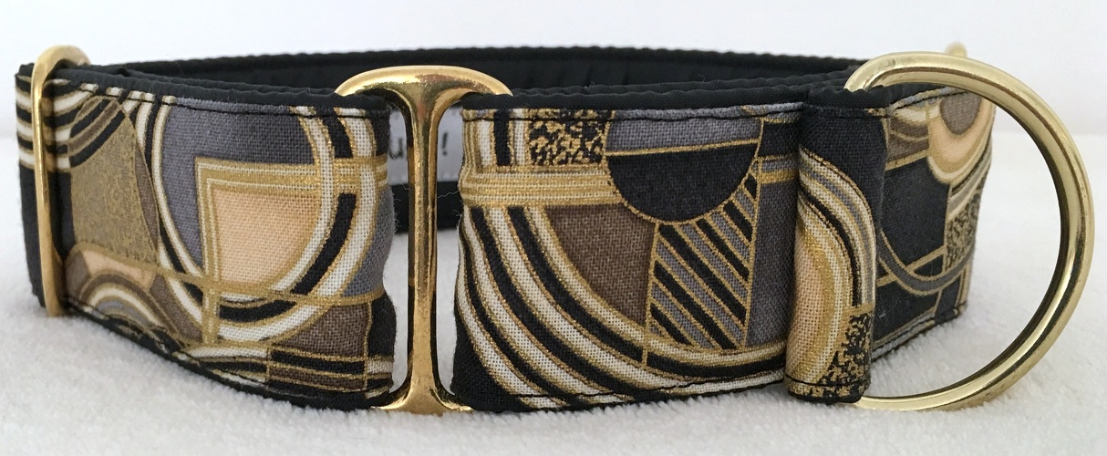 MIT MESSING BESCHLÄGEN, Martingal gepolstert, Modell "Geometric Gold", Breite: 4cm, maximaler Kopfumfang: 45cm, Bestell-Nr.: M-S 33-M, Preis: 37,50€