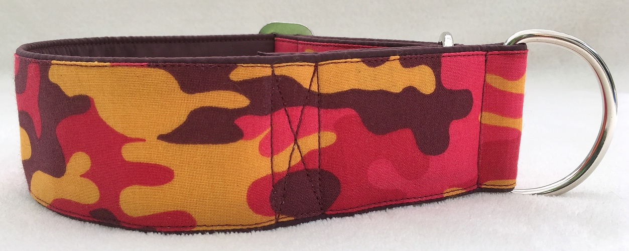 Martingal-Zugstopp gepolstert, Modell "Camouflage Gelb-Rot", Breite: 5cm, Bestell-Nr.: MZ-GE 27, Preis: 32,00€