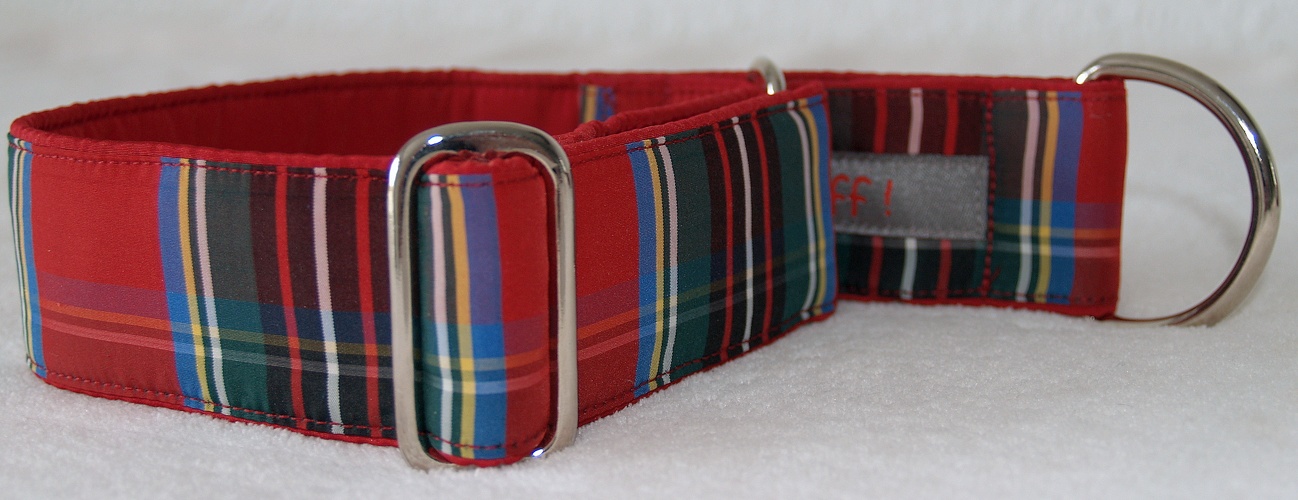 Martingal-Zugstopp gepolstert, Modell "Schottenstyle Dunkel-Rot", Breite: 4cm, Bestell-Nr.: MZ-R24, Preis: 29,50€