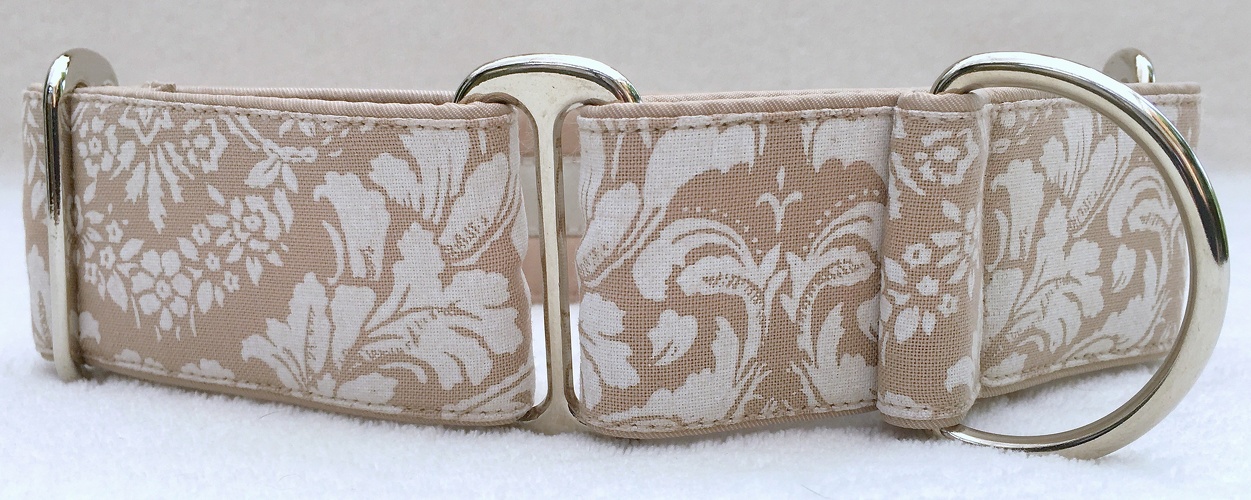 Martingal gepolstert, Modell "Beige-Weiß floral", Breite: 4cm, Bestell-Nr.: M-BE 20, Preis: 34,50€