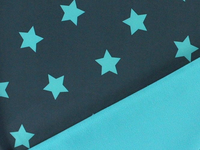 NANO-SOFTSHELL, "Sterne Petrol", Material-Nummer: S-26