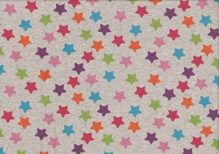 SOMMERSWEATSHIRT, Grau mit bunten Sternen, 95% Baumwolle, 5% Elasten, Material-Nummer: SW-3