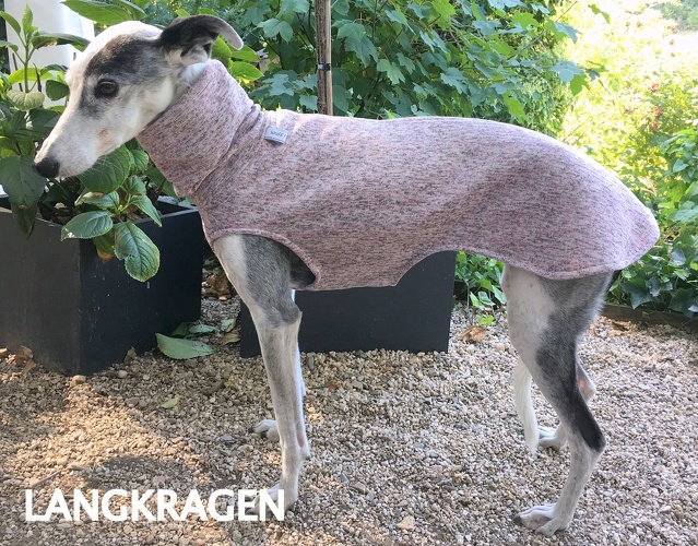 MIT LANGKRAGEN, Strickfleece: Grau-Rosa Melange, Bestell-Nr.: SW/LK-RO-L, Preis: 42,00€
