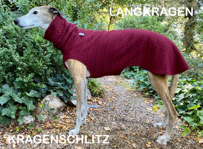 MIT LANGKRAGEN UND KRAGENSCHLITZ, Zopf-Strick: Weinrot, Bestell-Nr.: ZG/LK+S-WR-L, Preis: 49,25€