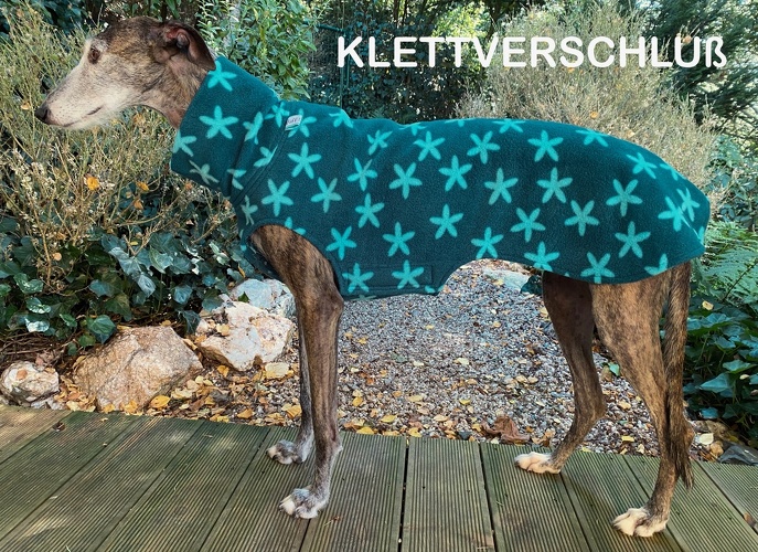 MIT EINSEITIGEM KLETT, Fleece: Sternblumen Petrol, Bestell-Nr.: PW-SB/PE-S-K, Preis: 43,50€
