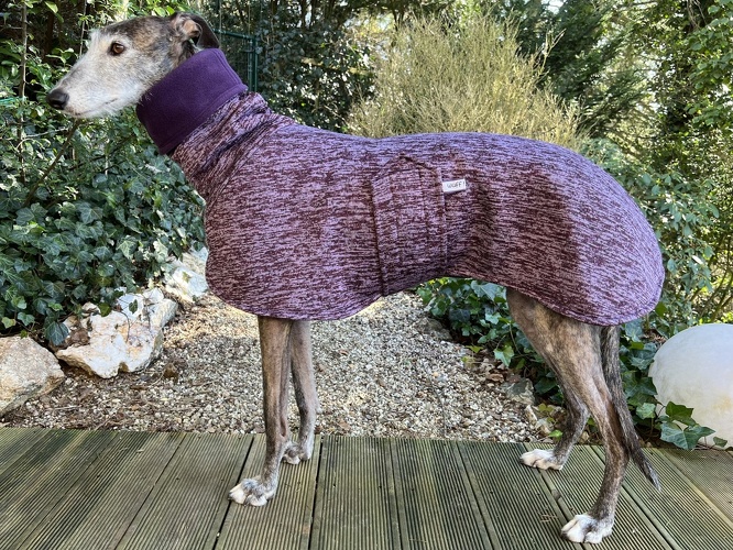 Außen: Strickfleece Lila Melange, Innen: Fleece Dunkellila, Bestellnummer: SMG-L/DL-M, Preis: 77,00€