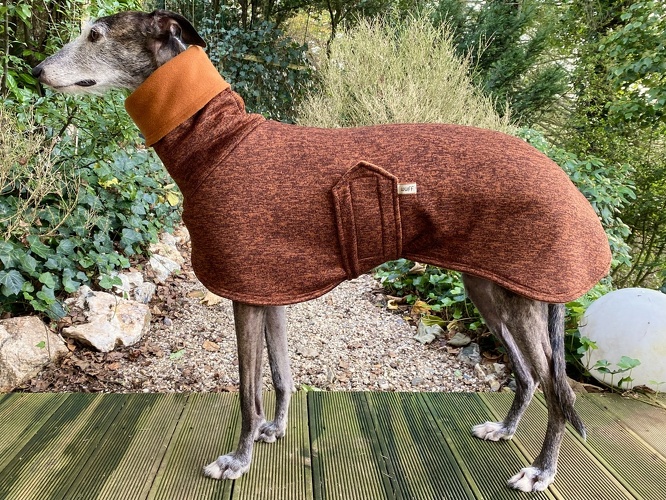 Außen: Strickfleece Cognac Melange, Innen: Fleece Cognac, Bestellnummer: SMG-COG-M, Preis: 77,00€