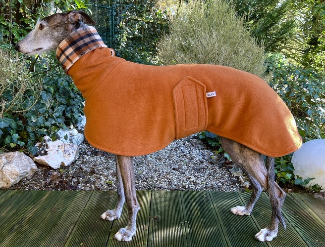 Außen: Fleece Cognac, Innen: Fleece Karo Grau/Cognac, Bestellnummer: FMG-COG/KGC-XL, Preis: 79,00€