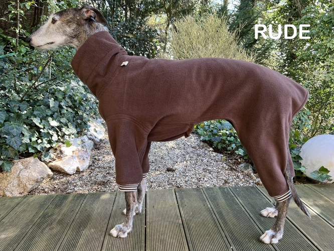 Rüde, Fleece: Kaffeebraun, Bündchen: Braun/Cremeweiß, Bestell-Nr.: JGR-KB-M, Preis: 63,50€