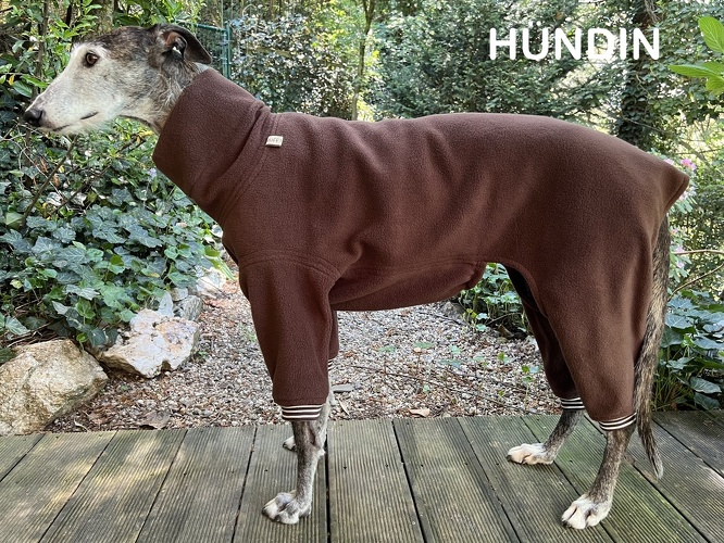 Hündin, Fleece: Kaffeebraun, Bündchen: Braun/Cremeweiß, Bestell-Nr.: JGH-KB-M, Preis: 63,50€