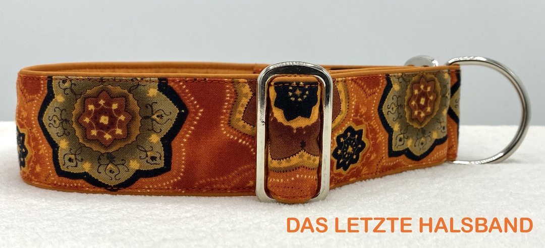 DAS LETZTE SO LIEFERBARE HALSBAND, Martingal-Zugstopp gepolstert, Modell "Blumen Terracotta", Breite: 4cm, Bestell-Nr.: MZ-GE 34, Preis: 29,50€