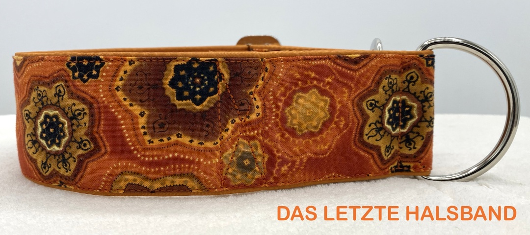 DAS LETZTE SO LIEFERBARE HALSBAND, Martingal-Zugstopp gepolstert, Modell "Blumen Terracotta", Breite: 5cm, Bestell-Nr.: MZ-GE 35, Preis: 32,00€